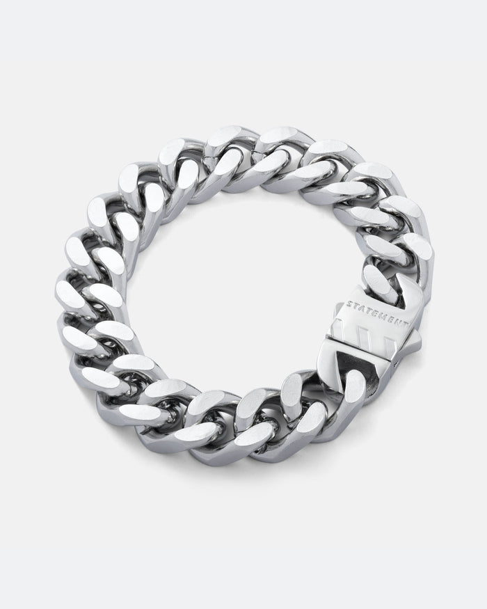 13mm Chunky cuban bracelet in silver by statement collective on grey background