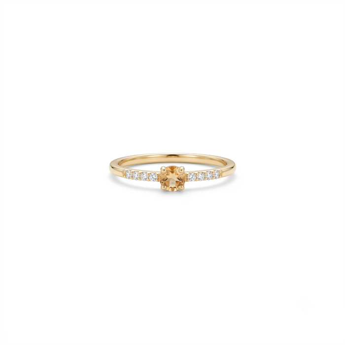 14K Gold Citrine Dainty Stacking Ring