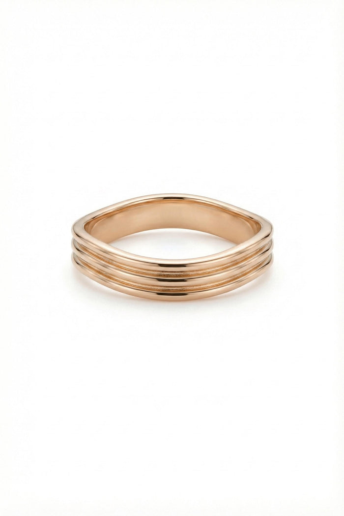 14K Gold Layered Wave Band Ring