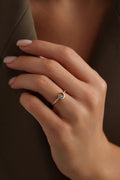 14K Gold Moon Star Ring