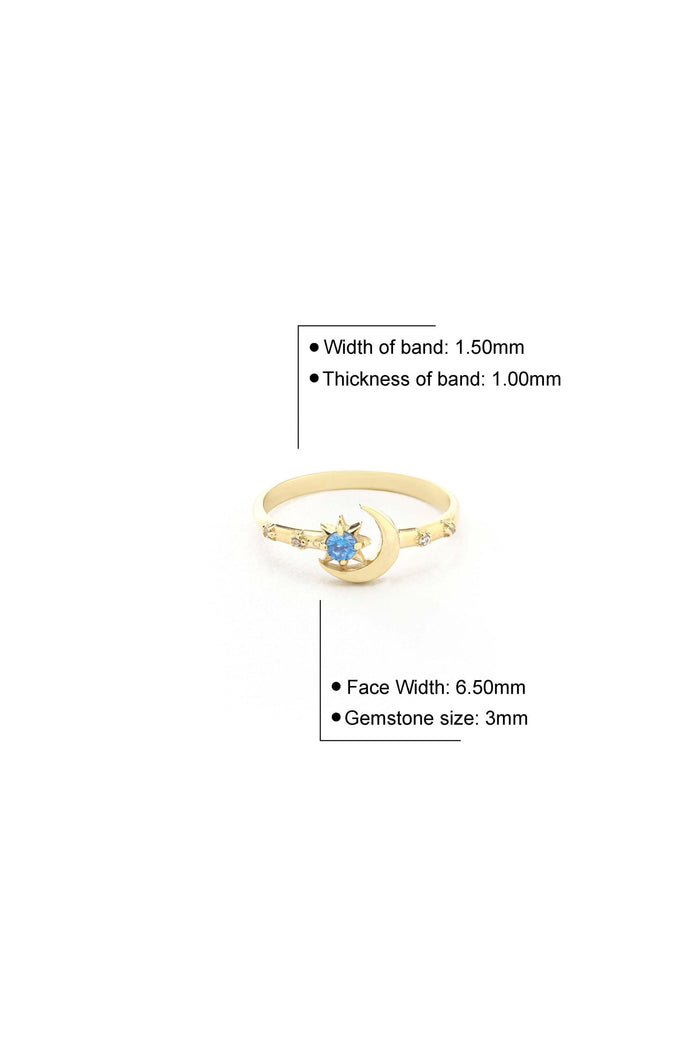 14K Gold Moon Star Ring
