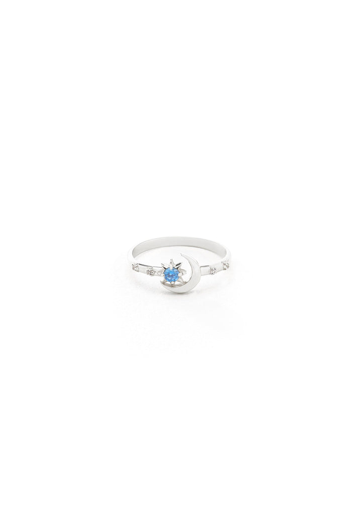 14K Gold Moon Star Ring