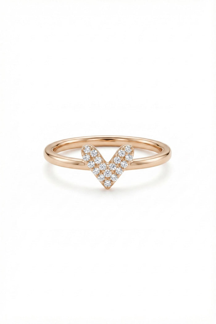 14K Gold Pavé V Chevron Stacking Ring