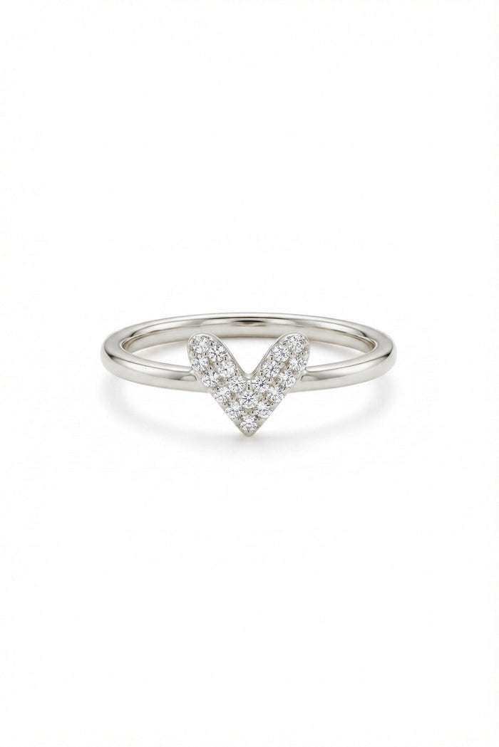 14K Gold Pavé V Chevron Stacking Ring