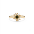 14K Gold Peridot Gemstone Sunburst Ring