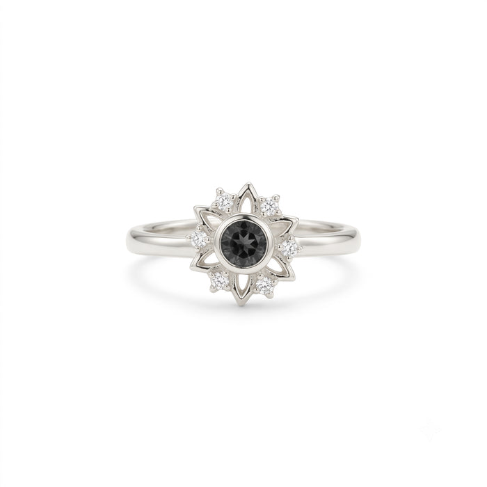 14K Gold Peridot Gemstone Sunburst Ring