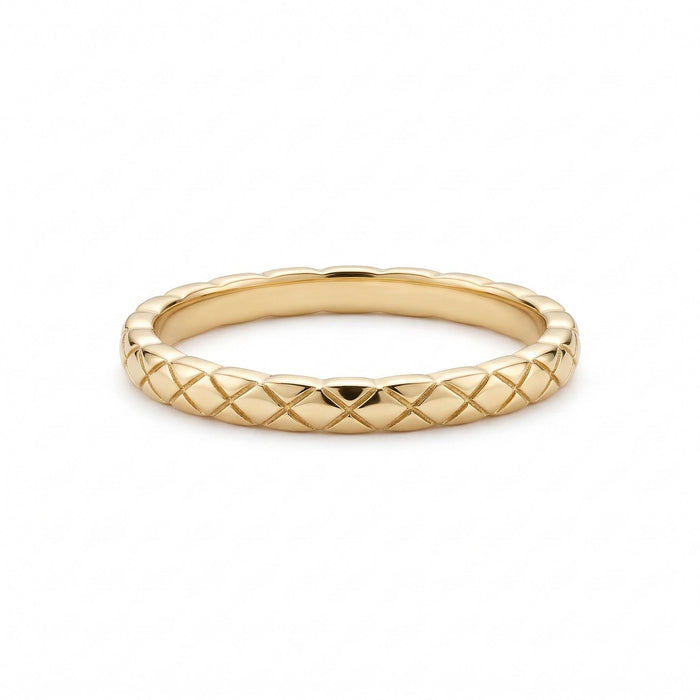 14K Gold Quilted Textured Stacking Band Ring