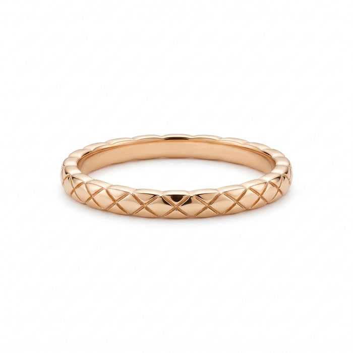 14K Gold Quilted Textured Stacking Band Ring