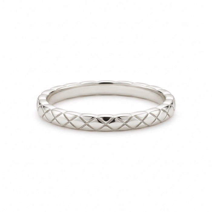 14K Gold Quilted Textured Stacking Band Ring