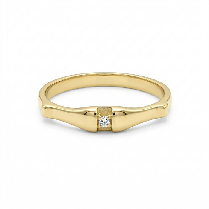 14K Gold Recessed Center Diamond Accent Stacking Ring