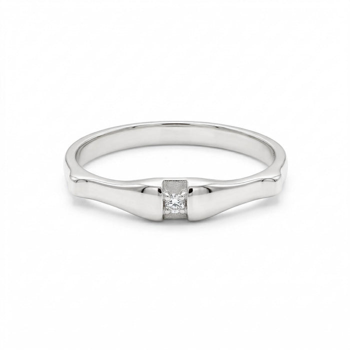 14K Gold Recessed Center Diamond Accent Stacking Ring