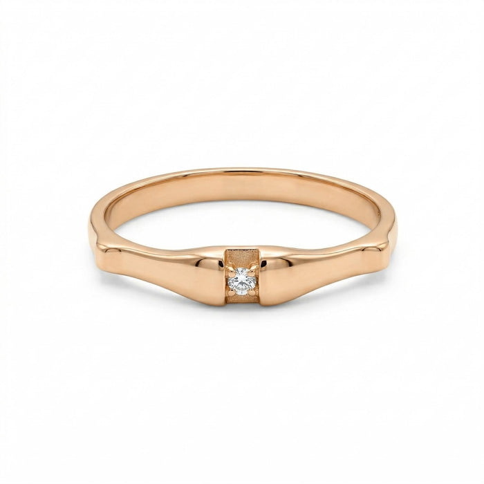 14K Gold Recessed Center Diamond Accent Stacking Ring