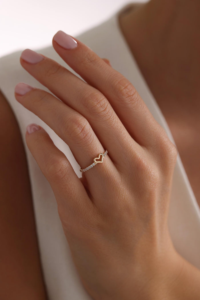 14K Heart Shape Diamond Simulated Ring