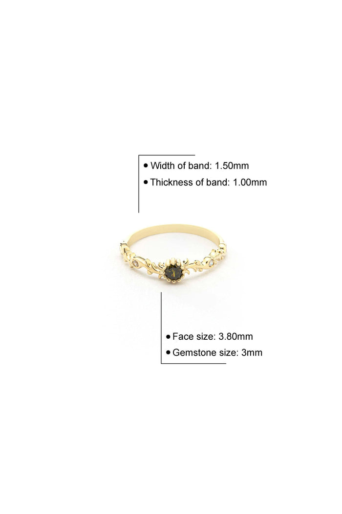 14K Solid Gold 3mm Peridot Ring