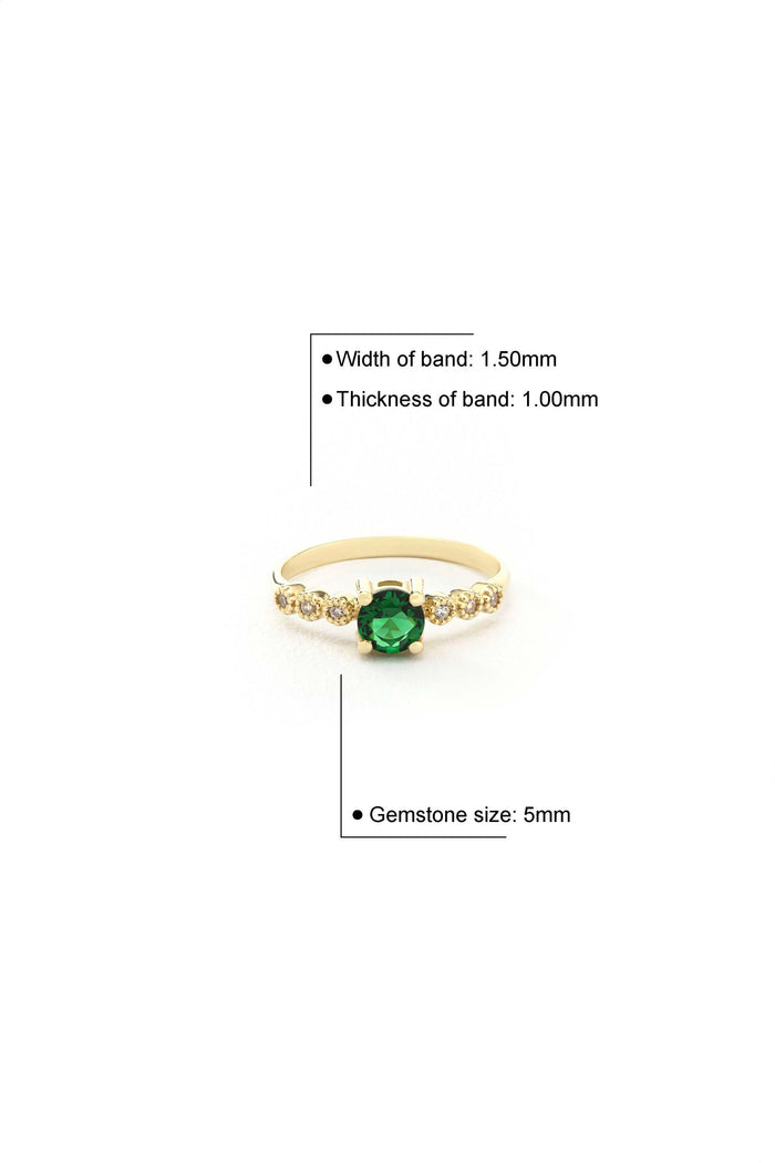 14K Solid Gold Emerald Ring