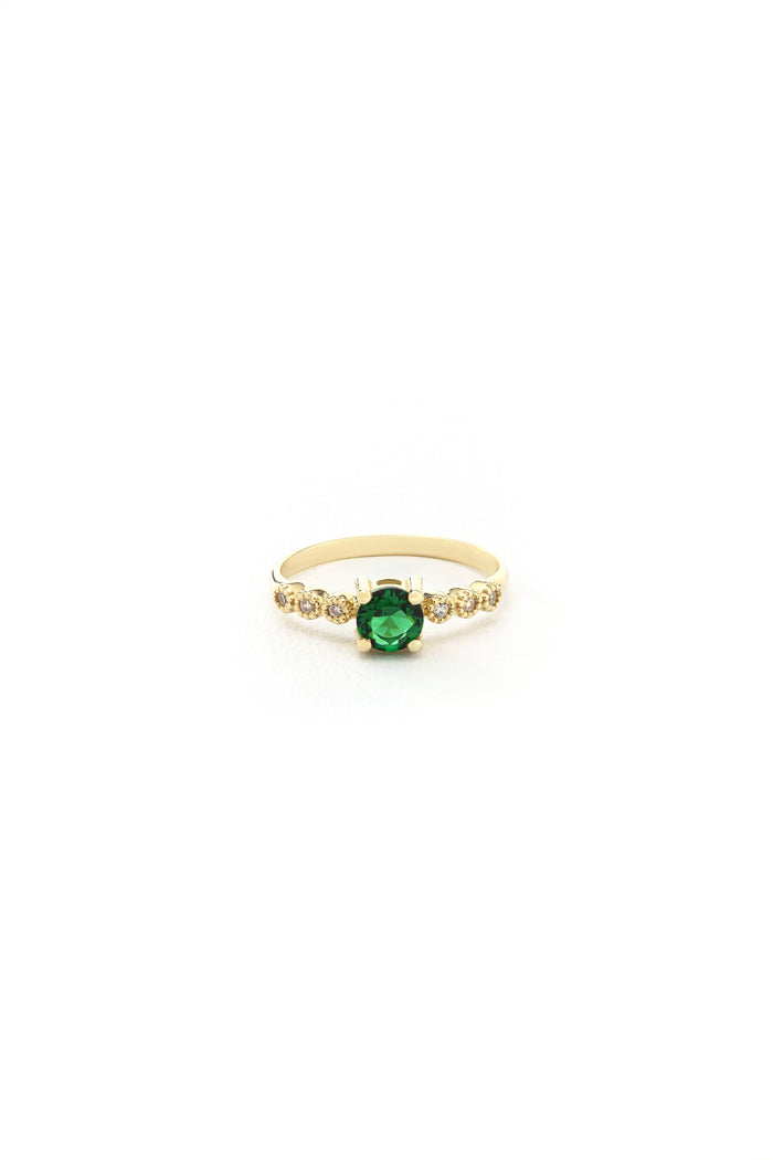 14K Solid Gold Emerald Ring