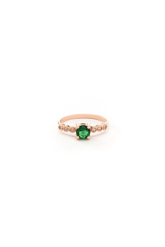14K Solid Gold Emerald Ring