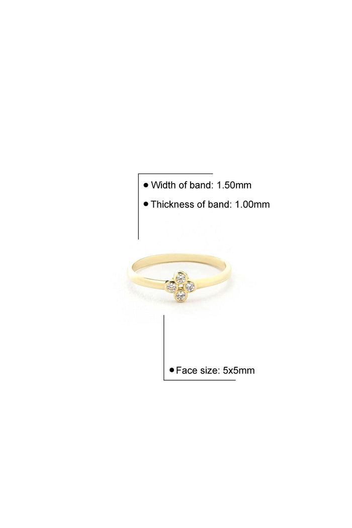 14K Solid Gold Four Diamond Ring