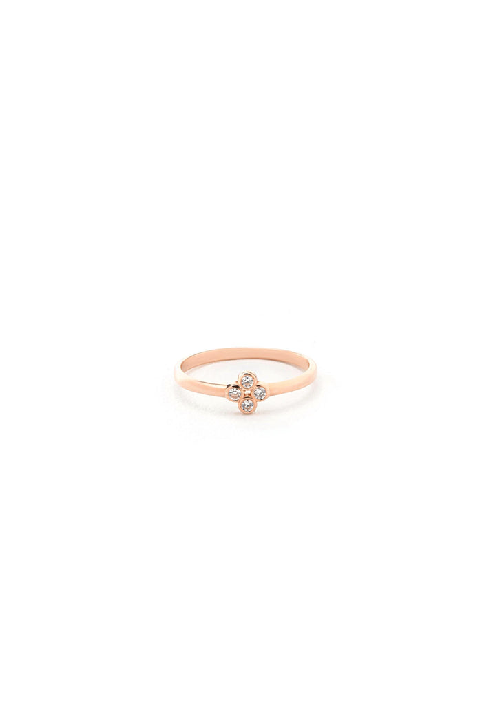 14K Solid Gold Four Diamond Ring