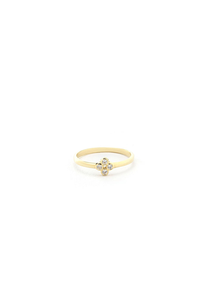 14K Solid Gold Four Diamond Ring