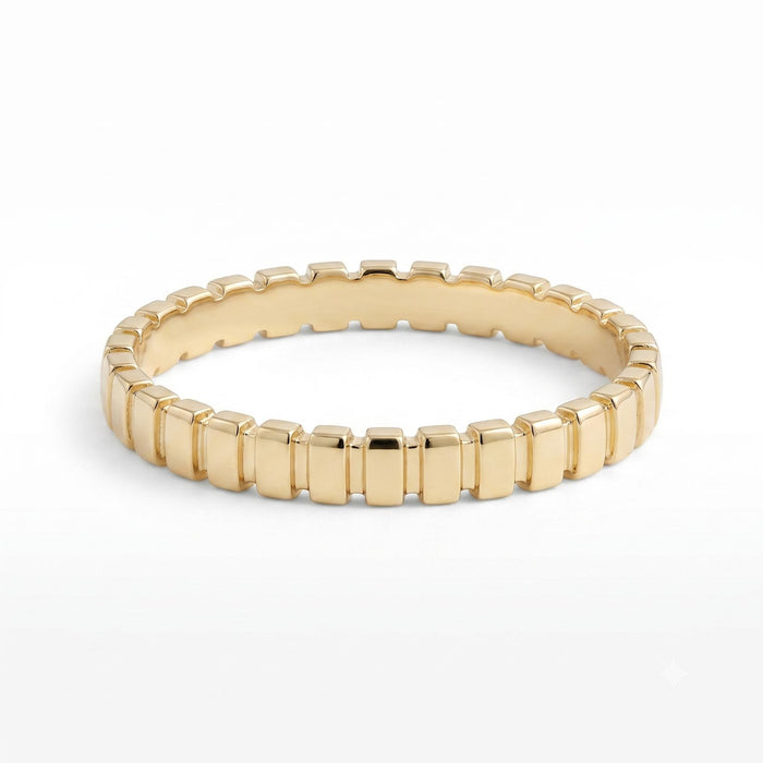 14K Solid Gold Ribbed Band Ring