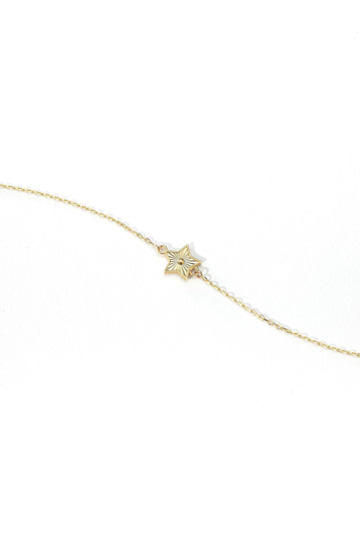 14K Solid Gold Star Bracelet