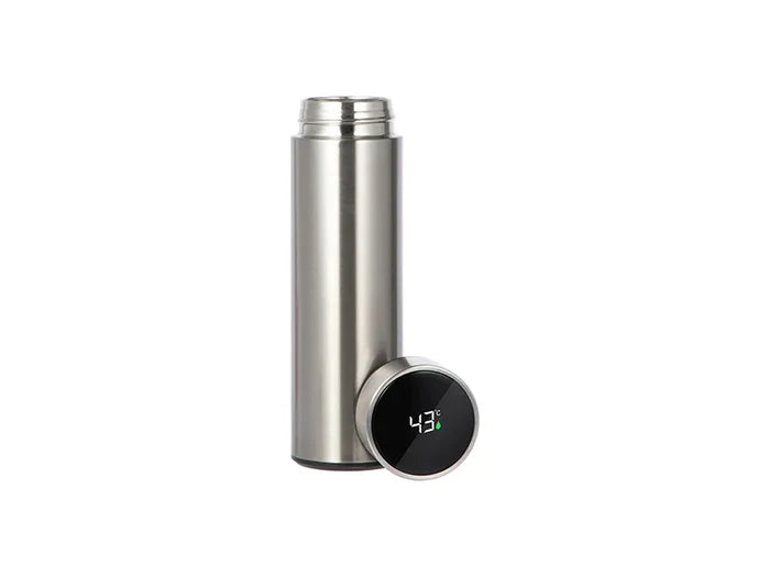 16oz/450ml Sublimation Smart Stainless Steel Flask w/ Temperature Display (Silver)
