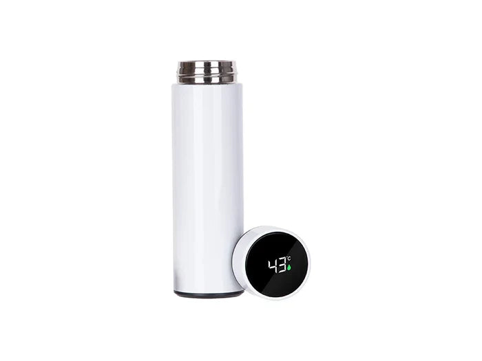 16oz/450ml Sublimation Smart Stainless Steel Flask w/ Temperature Display (White)