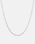 The 2.9mm Figaro Chain is a simple, thin stainless steel necklace featuring small, uniform links. It's non-tarnish, durable, and shown against a plain white background.