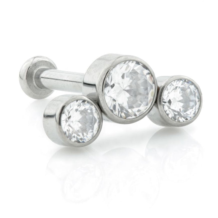 3 Gem Arch Push Fit Titanium Labret bar 1.2x8mm - Pic&Mix The Body Jewellery Shop