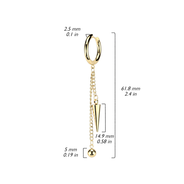316L Surgical Stainless Steel Ball & Cone Dangle Hinged Hoop Earrings – Hypoallergenic Piercing Jewellery (Pair) - Pic&Mix The Body Jewellery Shop
