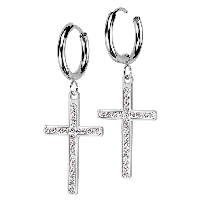 Hanging Cross Hoop earring - Pic&Mix The Body Jewellery Shop