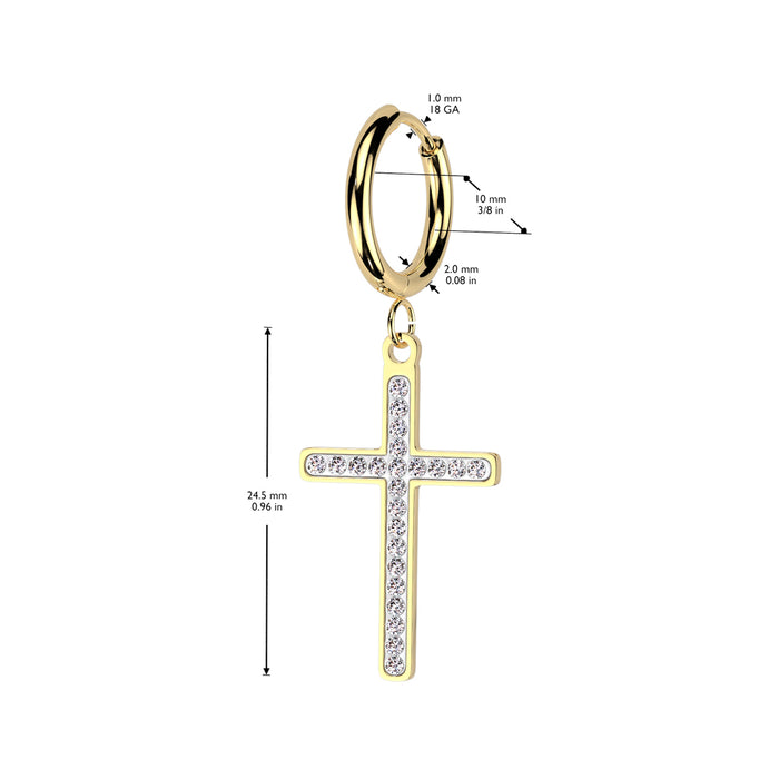 Hanging Cross Hoop earring - Pic&Mix The Body Jewellery Shop