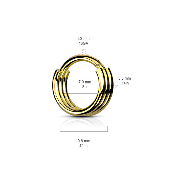 316L Surgical Steel 3 Ridge Hinged Segment - Pic&Mix The Body Jewellery Shop