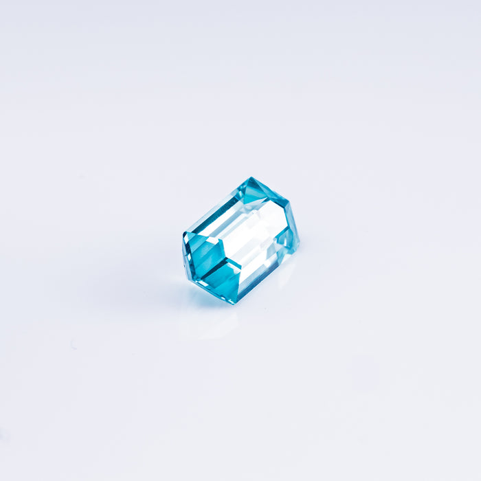 "HIKA" - ELONGATED HEXAGON-CUT BLUE ZIRCON-2