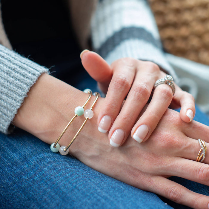 8mm Faceted Rose Quartz Gold-Filled Blessing Bracelet: S