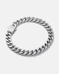 9mm cuban link bracelet in silver on grey background