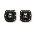 Abby Soft Square Matte Studded Black And Black Diamond Crystal Clip Earrings