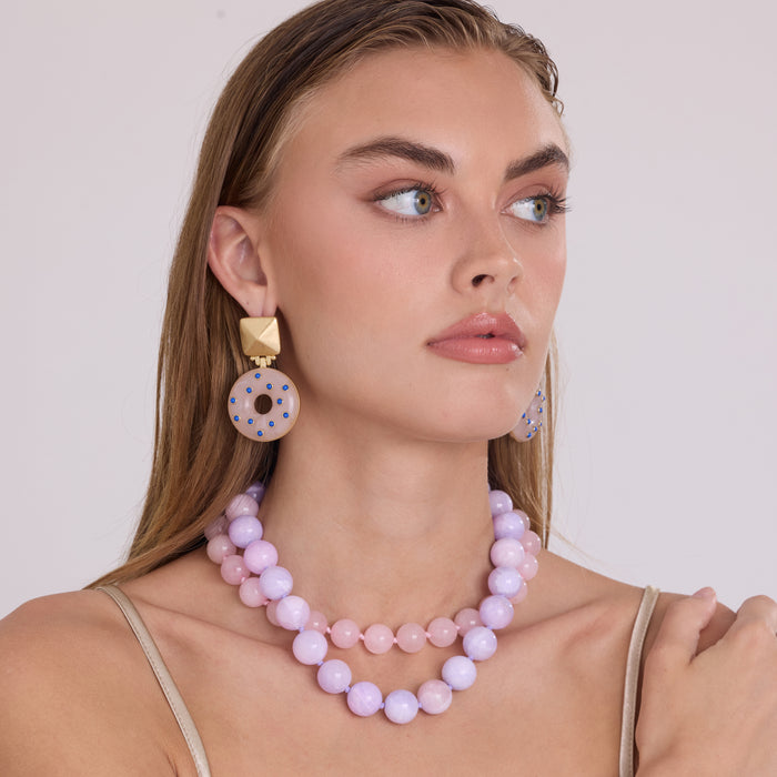 Abigail 16 Mm Purple Jade Semi Precious Necklace