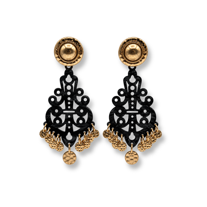 Alice Black Resin Cut Out Earrings