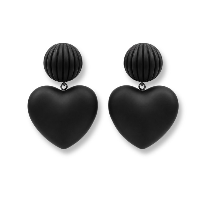 Amour Black Matte Omega Pierced Earrings