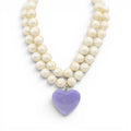Amour Carved Mother Of Pearl Resin Bead With Lavender Resin Heart Pendant