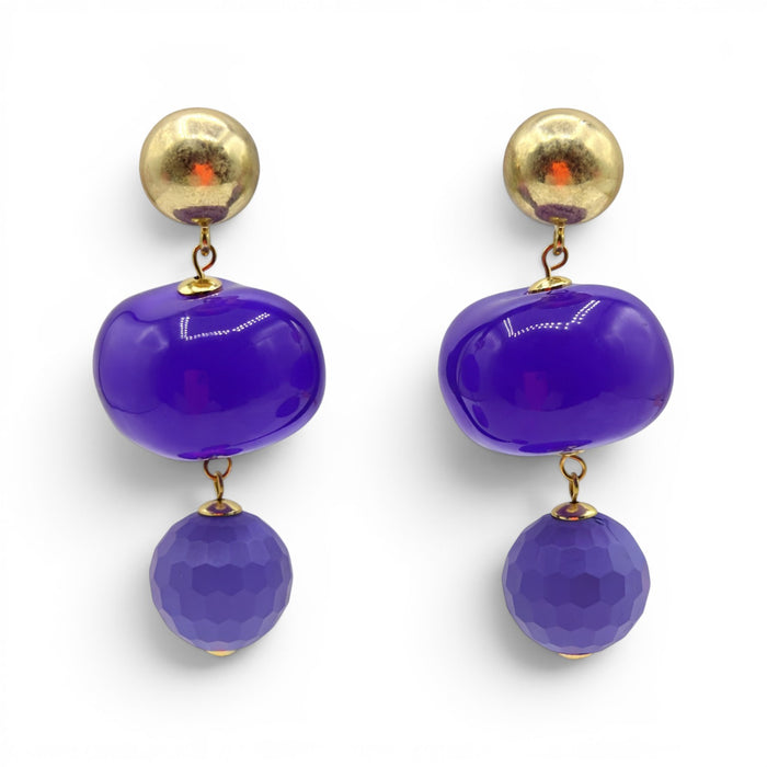 Analise Triple Purple Resin Drop Pierced Earrings