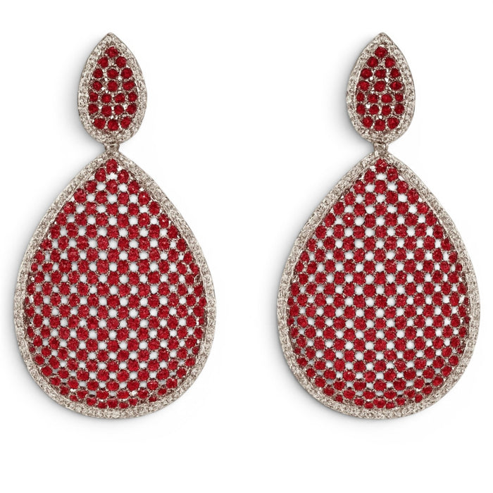 Angela Ruby And Diamond Cubic Zirconium Pierced Earrings