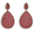 Angela Ruby And Diamond Cubic Zirconium Pierced Earrings