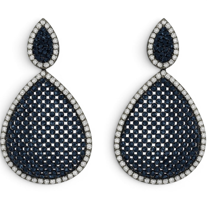 Angela Sapphire And Diamond Cubic Zirconium Pierced Earrings