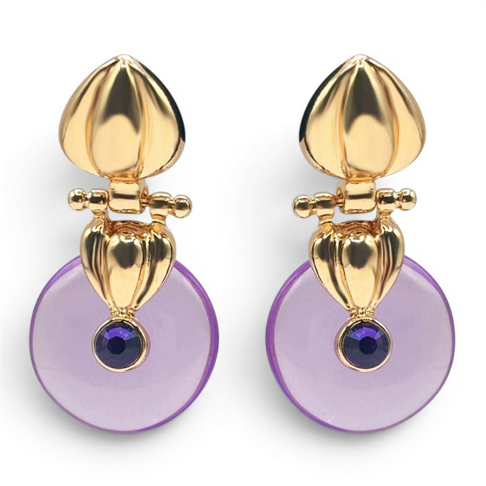 Annie Gold Drop Earring With Amethyst Resin Drop