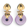 Annie Gold Drop Earring With Amethyst Resin Drop