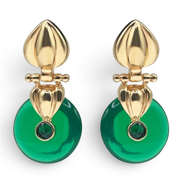 Annie Gold Drop Earring With Emerald Resin Drop Earrings
