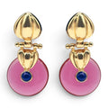 Annie Gold Drop Earring With Pink Tourmaline  Resin Drop